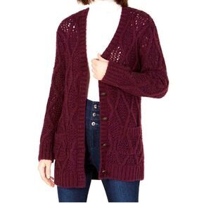 Leyden Womens Cable Knit Cardigan Sweater